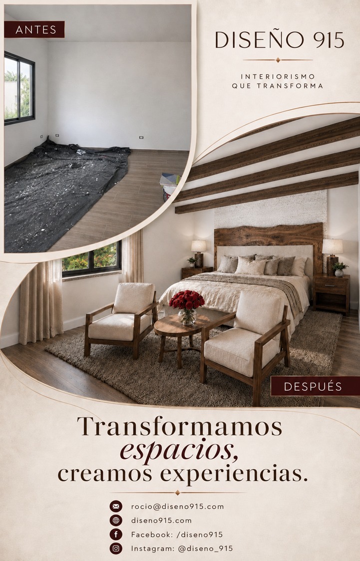 Recámara Principal con Vigas — antes y después