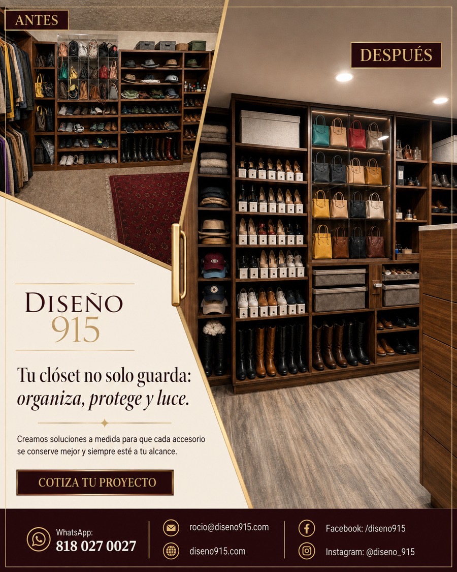 Clóset Vestidor en Nogal — antes y después