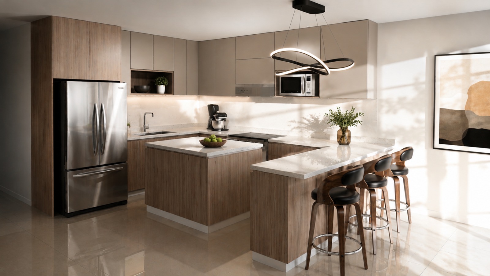 Cocina en U con Desayunador