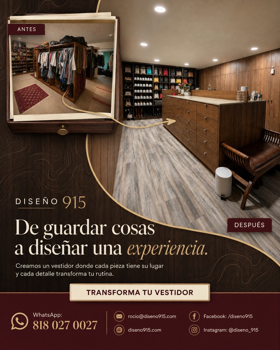 Vestidor con Isla Central — antes y después