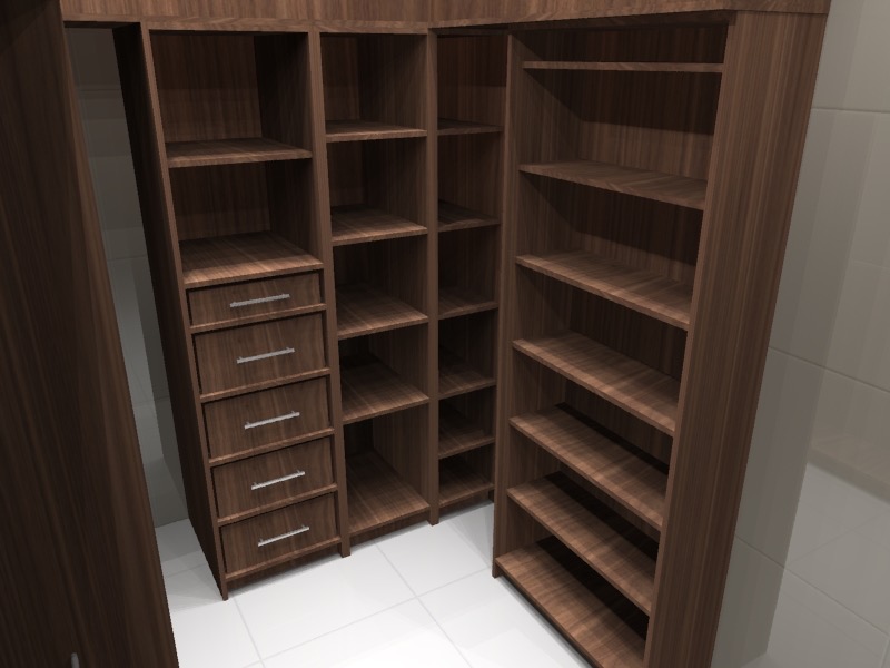 Vestidor Esquinero en Nogal — Render