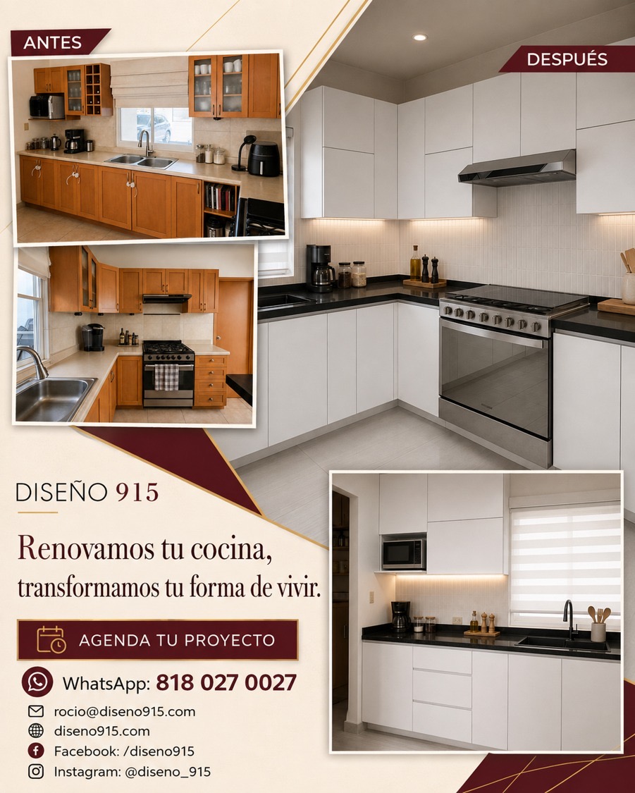 Cocina Blanca Minimalista — antes y después